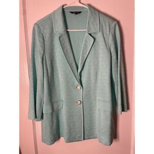 M Misook Women's Aqua Textured Knit Button‎ Front Blazer Jacket